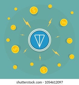 TON logo. Cryptocurrency of telegram open network. Vector illustration.