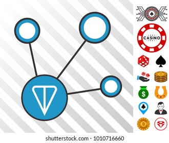 Ton Node Connections icon with bonus gambling pictures. Vector illustration style is flat iconic symbols. Designed for gambling gui.