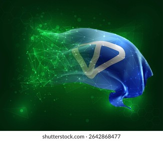 Tonelada, vetor 3d bandeira no fundo verde e números