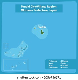 Tonaki City Village Region Okinawa Prefecture Map, Japan