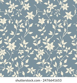 tonal blue and yellow floral pattern vector