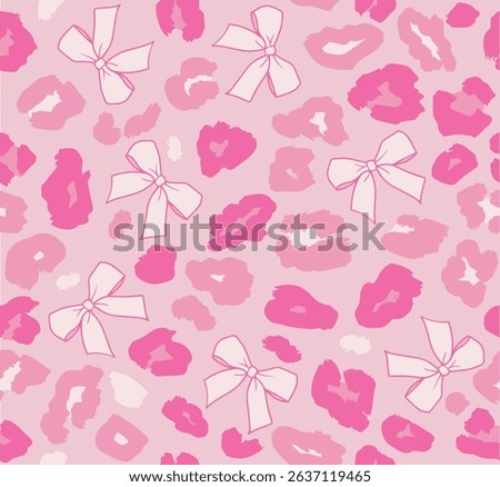 TONAL PINK LEOPARD AND BOW ALLOVER PRINT REPEAT VECTOR