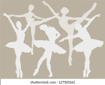 Tonal Silhouettes of Ballerinas