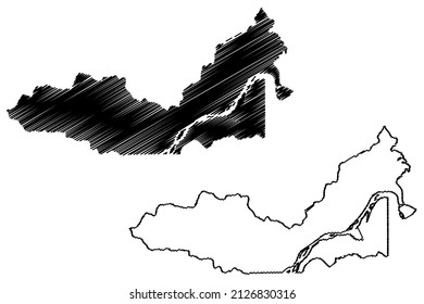 Tonantins municipality (Amazonas state, Municipalities of Brazil, Federative Republic of Brazil) map vector illustration, scribble sketch Tonantins map