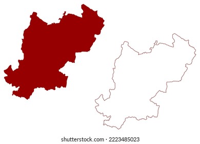 Tonbridge and Malling Non-metropolitan district (United Kingdom of Great Britain and Northern Ireland, ceremonial county Kent, England) map vector illustration, scribble sketch map