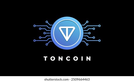 Toncoin cryptocurrency logo vector illustration for banner or background