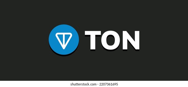 Toncoin Kryptowährung Tonmünze, Kryptowährung-Logo auf isoliertem Hintergrund mit Text.