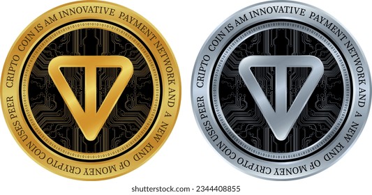 toncoin-ton virtual currency metallic money illustrations. vector illustrations. 3d illustrations. svg