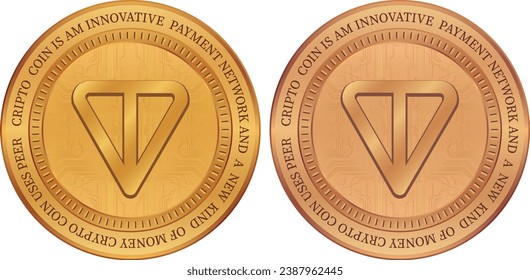 toncoin-ton virtual currency metallic money illustrations. vector illustrations. 3d illustrations.