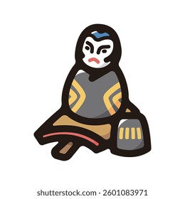 Tondari hanetari (flying and bouncing) illustration icon.Simple vector outline, clipart for graphic design.