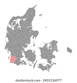 Tonder Municipality map, administrative division of Denmark. Vector illustration.