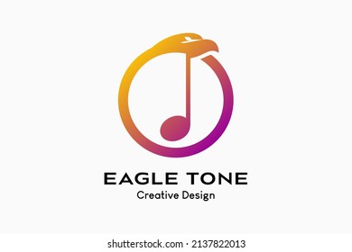 The tone eagle logo design, the tone icon and the eagle icon combine with the creative concept in a circle. Premium music logo vector