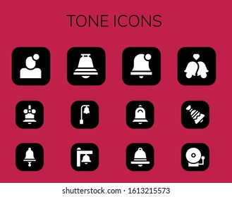 tone icon set. 12 filled tone icons. Included Notification, Bell, Alarm bell, Bells icons