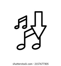 Tone icon vector with arrow. download music. line icon style. Simple design illustration editable