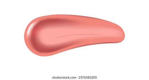 Tone or Lipstick stroke, smoothly smudged. Pink product sample. Makeup sample for advertising flyer, banner, brochure and booklet. Cosmetic blot isolated on white background. Vector illustration