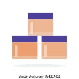 Tone mousse facial in a jar vector flat material design object. Isolated illustration on white background.