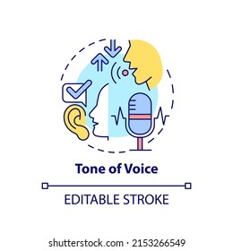 Tone of voice concept icon. Non-verbal communication element abstract idea thin line illustration. Conveying messages. Isolated outline drawing. Editable stroke. Arial, Myriad Pro-Bold fonts used