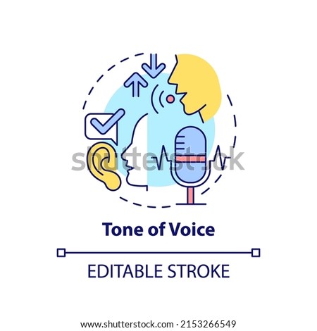 Tone of voice concept icon. Non-verbal communication element abstract idea thin line illustration. Conveying messages. Isolated outline drawing. Editable stroke. Arial, Myriad Pro-Bold fonts used