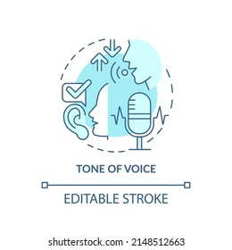 Tone of voice turquoise concept icon. Non-verbal communication abstract idea thin line illustration. Conveying messages. Isolated outline drawing. Editable stroke. Arial, Myriad Pro-Bold fonts used