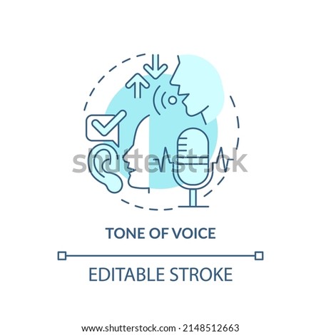 Tone of voice turquoise concept icon. Non-verbal communication abstract idea thin line illustration. Conveying messages. Isolated outline drawing. Editable stroke. Arial, Myriad Pro-Bold fonts used