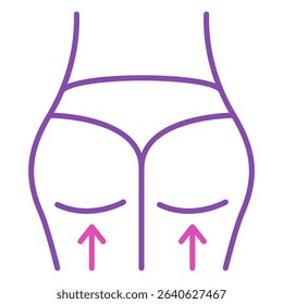 Toned buttock line icon vector isolated. Simple symbol of female body, beautiful butt shape. Line pictogram of a body part.