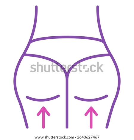 Toned buttock line icon vector isolated. Simple symbol of female body, beautiful butt shape. Line pictogram of a body part.