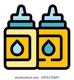 Toner bottle icon outline vector. Art machine. Industry copier color flat