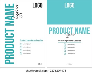 Toner Cosmetic Label Packaging Design Vector