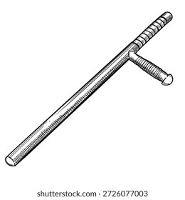 Tonfa bastón Vector línea arte dibujado a mano ilustración