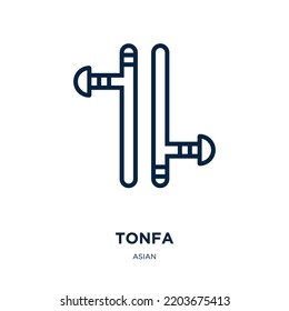tonfa icon from asian collection. Thin linear tonfa, wanted, pets outline icon isolated on white background. Line vector tonfa sign, symbol for web and mobile