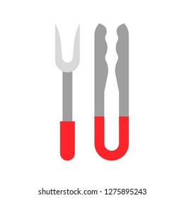 Tong and fork vector, Barbecue related flat design icon