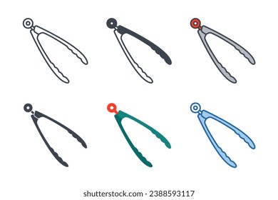 Tong icon collection with different styles. Barbecue kitchen tongs, kitchen cooking tool icon symbol vector illustration isolated on white background