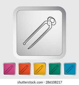 Tong. Single flat icon on the button. Vector illustration.