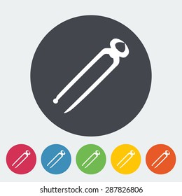 Tong. Single flat icon on the circle button. Vector illustration.