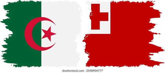 Tonga y Argelia grunge banderas conexión, Vector