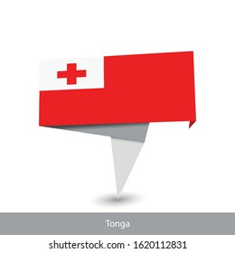 Tonga Country flag. Paper origami banner. Flat flag vector illustration.