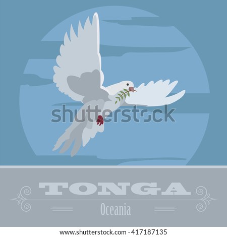 Tonga. Dove. Retro styled image. Vector illustration
