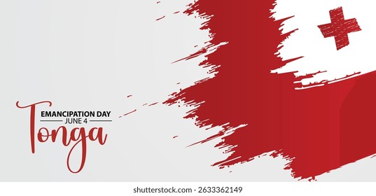 Tonga emancipation day 4 June brush stroke flag vector poster