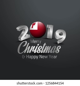 Tonga Flag 2019 Merry Christmas Typography. New Year Abstract Celebration background