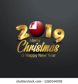 Tonga Flag 2019 Merry Christmas Typography. New Year Abstract Celebration background