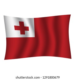 Tonga flag background with cloth texture.Tonga Flag vector illustration eps10. - Vector