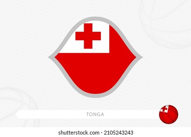 Tonga flag for basketball competition on gray basketball background. Sports vector illustration.