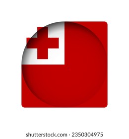 Tonga flag - behind the cut circle paper hole with inner shadow.