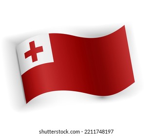 Tonga flag bended and lying on white background
