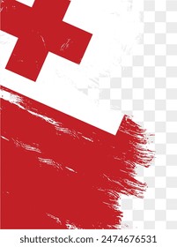 Tonga flag brush paint textured isolated  on png or transparent background. vector illustration 