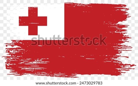 Tonga flag brush paint textured isolated  on png or transparent background. vector illustration 