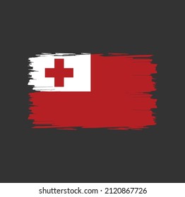 Tonga flag with brush stroke background