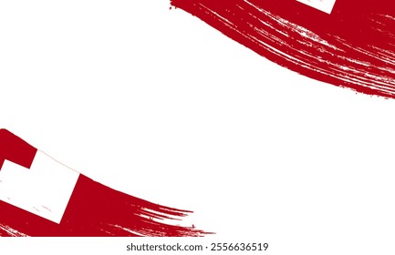 Tonga Flag with Brush Stroke Effect, Grunge brush stroke. Watercolor painting flag design.