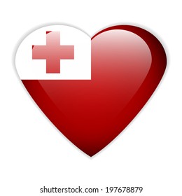 Tonga flag button on a white background. Vector illustration.