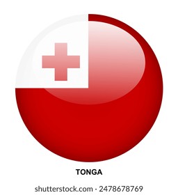 TONGA flag button on white background